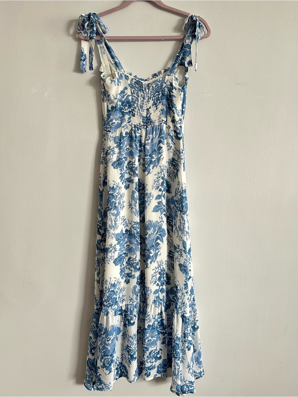 Reformation Nikita Dress White and Blue Floral Tie-Strap Midi Dress - Picture 5 of 16